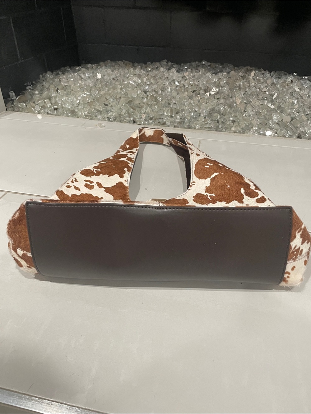 House of Harlow 1960 Brown and White Genuine Cowhide-Hobo Shoulder Bag - Picture 3 of 10